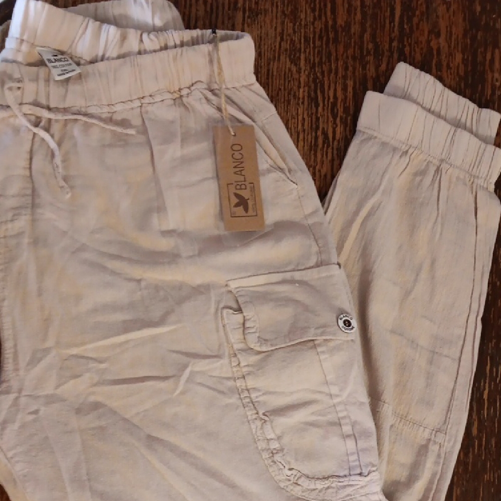 Bianco Beige Cargo Pants